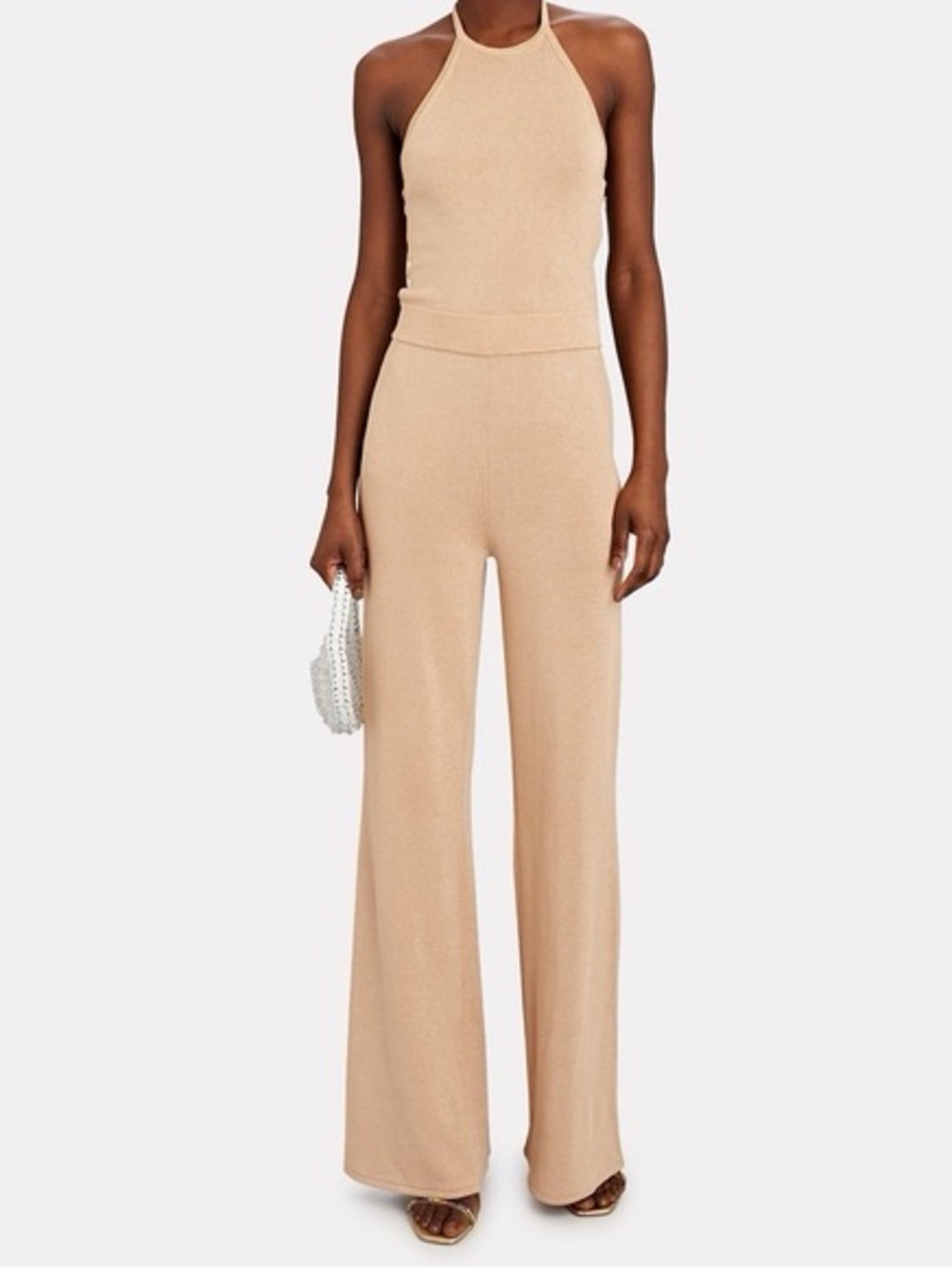 INTERMIX Leka Beige Halter Wide-Leg Jumpsuit NWT